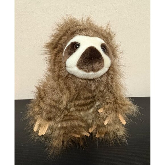 Aurora World Brown & White Plush Sloth Stuffed Animal 2018 Furry Hair - Picture 1 of 11